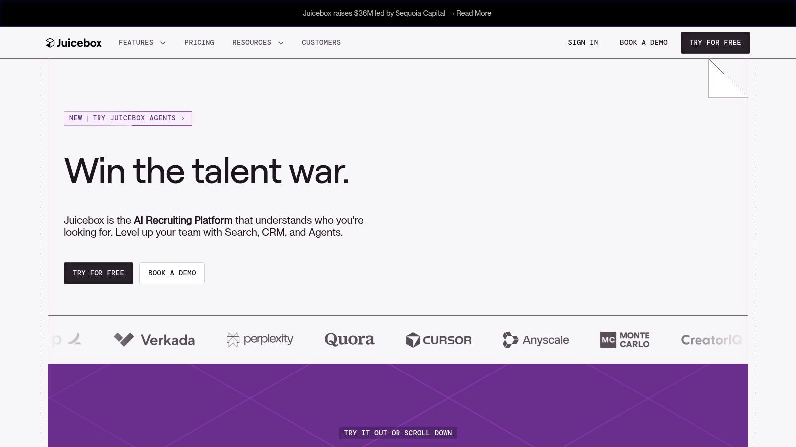Juicebox PeopleGPT interface showing AI-powered candidate sourcing and filtering