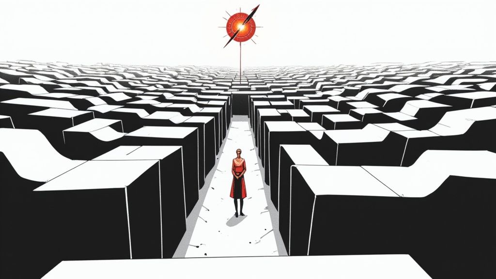 recruiting software comparison of different tools laid out like a maze