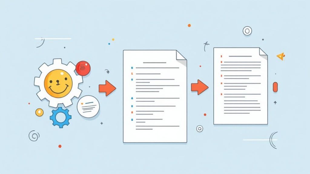 A person connecting dots on a chart, symbolizing the process of turning exit interview data into actionable insights.