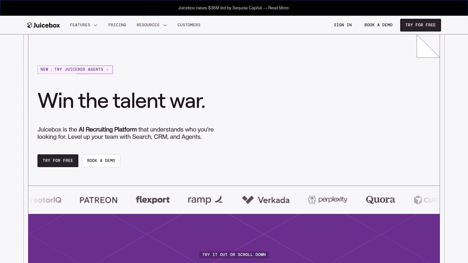 Best AI recruitment tools like PeopleGPT by Juicebox showing AI candidate search.